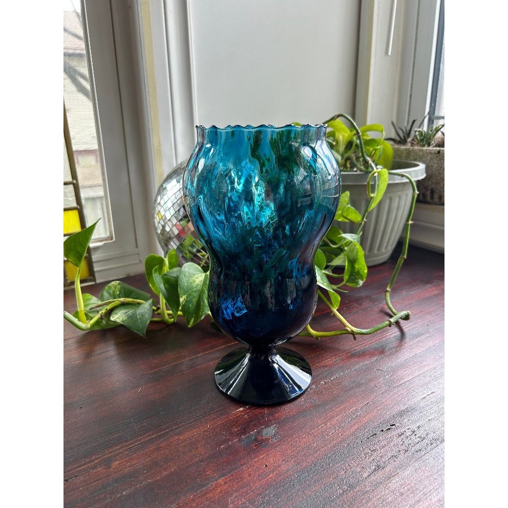 Empoli blue glass apothecary jar candy canister Italian tall large replacement